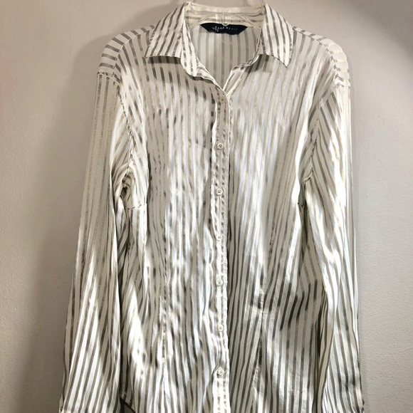 Zara Tops - Zara Basic Stripe long sleeve Button down Small